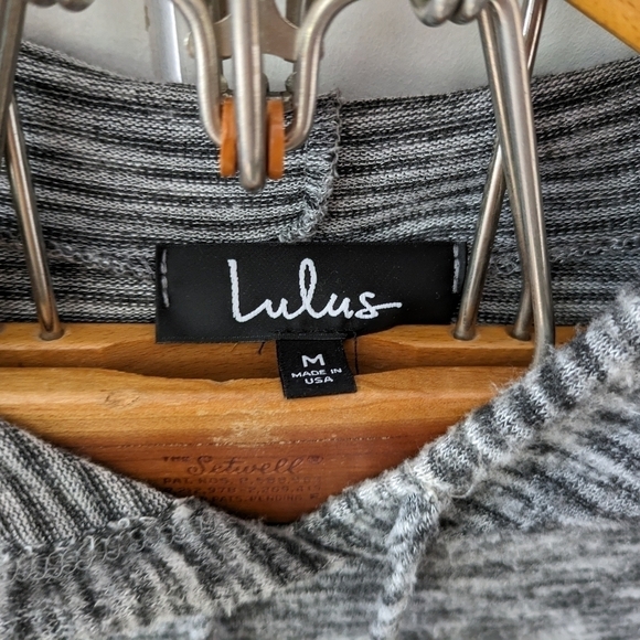 Lulu's Hoodie Dress Women's Medium Heather Gray Just You And Me Cold Shoulder - Picture 5 of 6